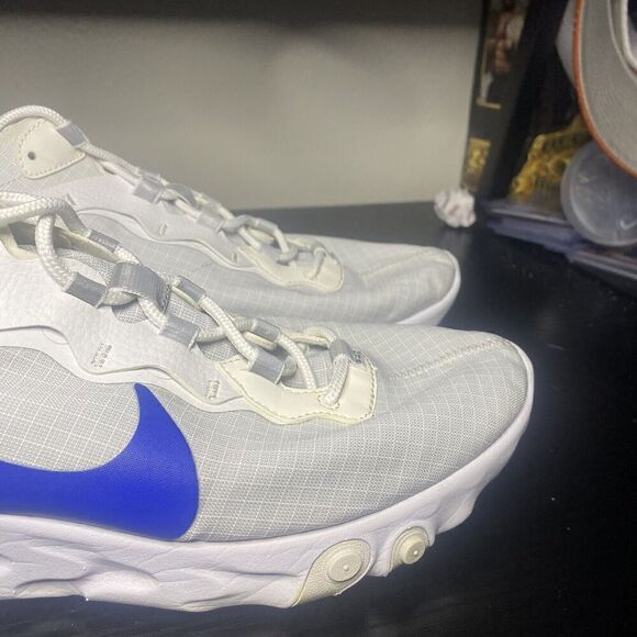 Nike React Element 55 Running Shoes White/ Royal Blue Sneakers SZ 11 BQ6167-100 - Picture 3 of 11